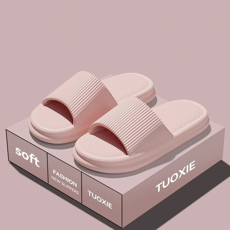 Women Summer Concise EVA Slippers Men Soft Home Slides Couples Bathroom Non-slip Sandals Adults Comfortable Outdoor Beach Shoes Pi-Mart