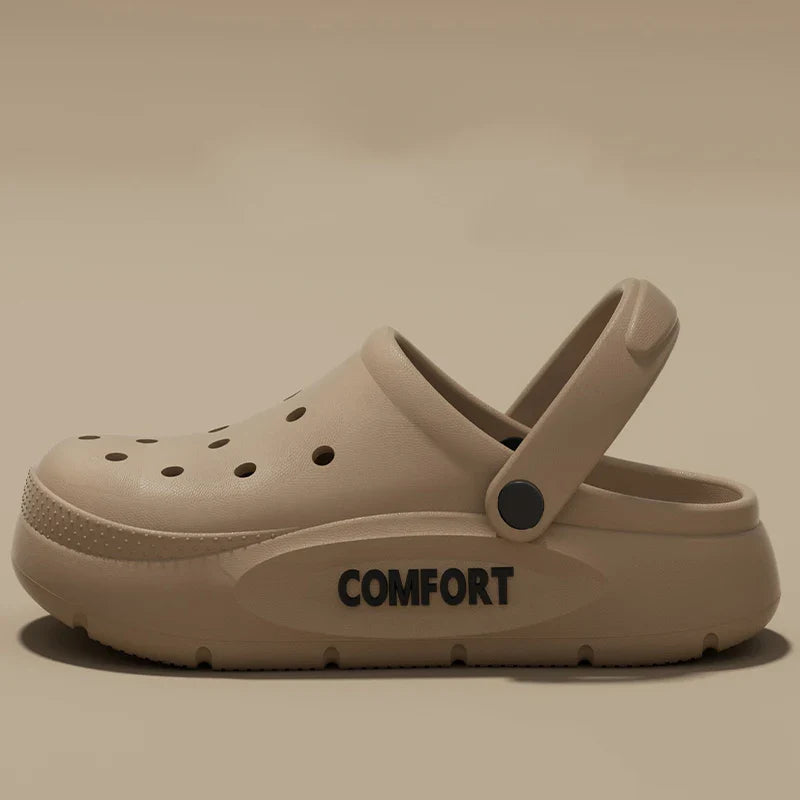 Women's Men's Slippers Summer Anti-Slip Couple Hollow Covered Toe Indoor Outdoor Casual Thick Bottom Sandals for Home Adults LadyShow.Store