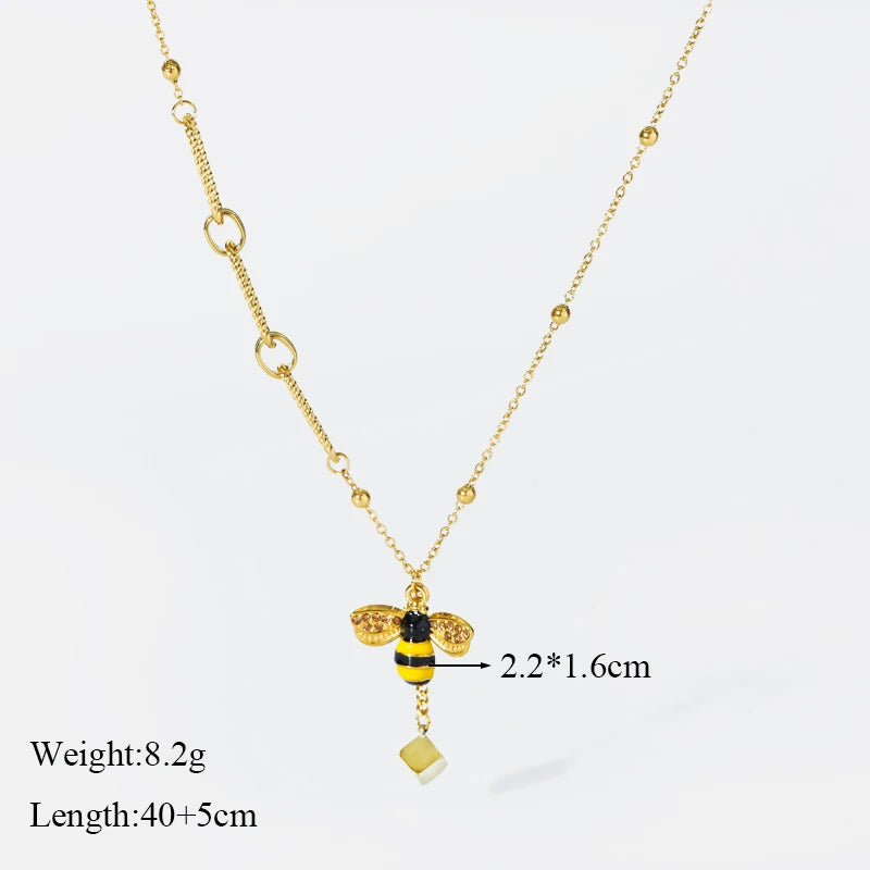 GANEMLY 316l Stainless Steel Luxury Bling Cubic Zirconia Eye Droplets Pendant Necklace Women Chic Romantic Waterproof Jewelry Pi-Mart
