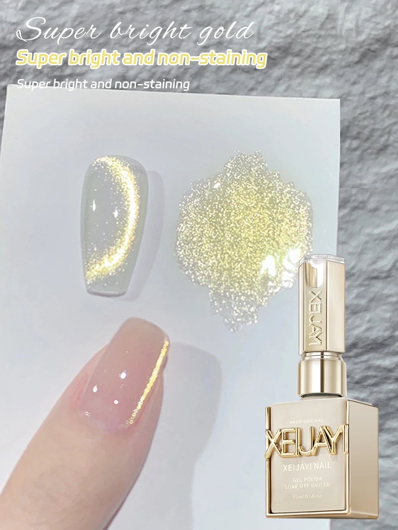 15ml Snow Pear Crushed Ice Cat Eye Gel Nail Polish,  Shiny Bubble-Free UV/LED Quick-Drying Gel Suitable For Nail Art DIY Design Tri Light Beauty