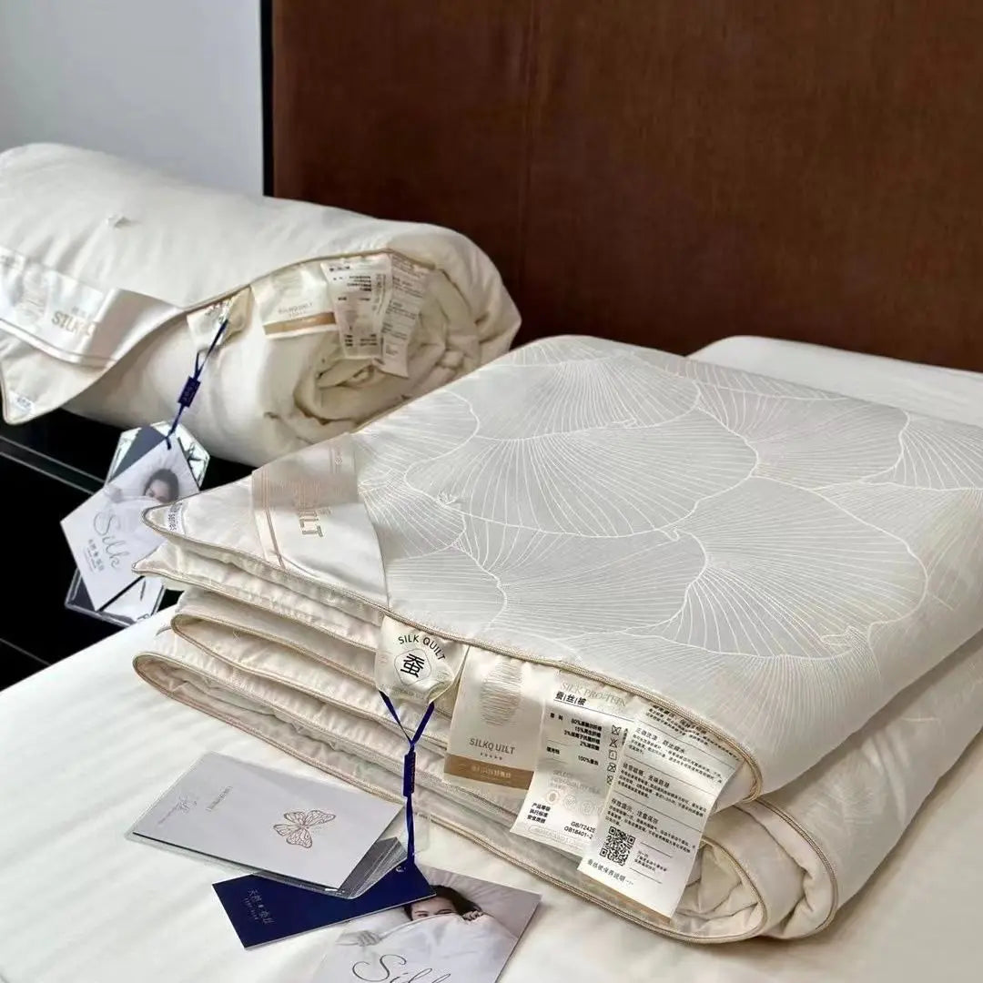 100% Natural Silk Quilt Lyocell Fiber Duvet Queen Size Summer Blanket White Luxury Jacquard Bedding Single Double Bed Comforter Pi-Mart