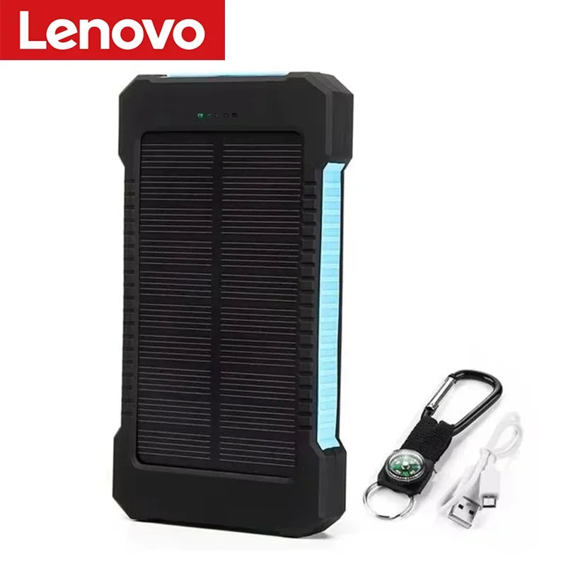 Lenovo 500000mAh Solar Power Bank Super Fast Charging Large Capacity Portable External Battery for iPhone Outdoor Emergency Pi-Mart