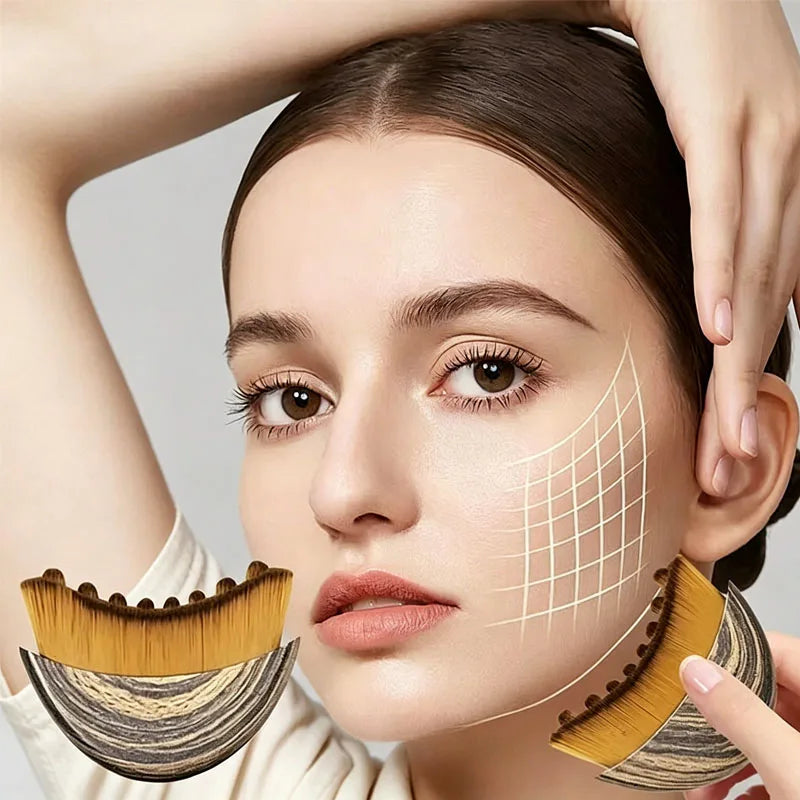 Precise Fit Ergonomic Lymphatic Contour Face Brush Face Lymph Drainage Massager V Line Sculpt Skin Tightening Beauty Tool Tri Light Beauty