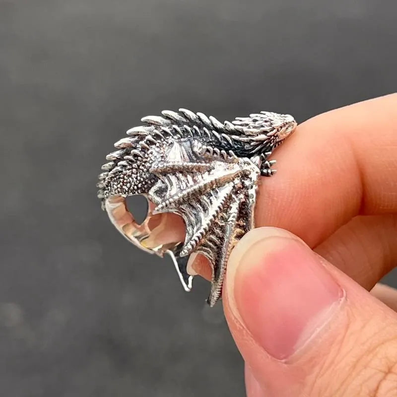 Dragon Rings Gothic Punk Style Pterosaur Wings Opening Adjustable Rings for Men Women Vintage Jewelry Accessories Gifts Pi-Mart