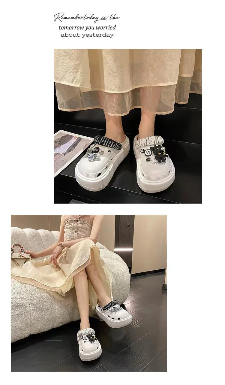 Fashion Charms Clogs New Arrival Thick Sole Outdoor Women Slippers High Quality Summer Beach Sandals For Girls Pi-Mart