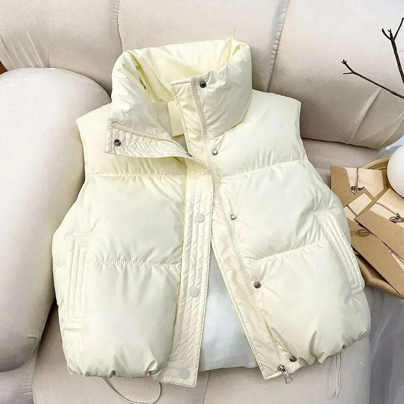 2026 New Women Winter Warm Waistcoat Ladies Sleeveless Stand Collar Coats Warm Outerwear Casual Lightweight Puffer Vest Jackets LadyShow.Store