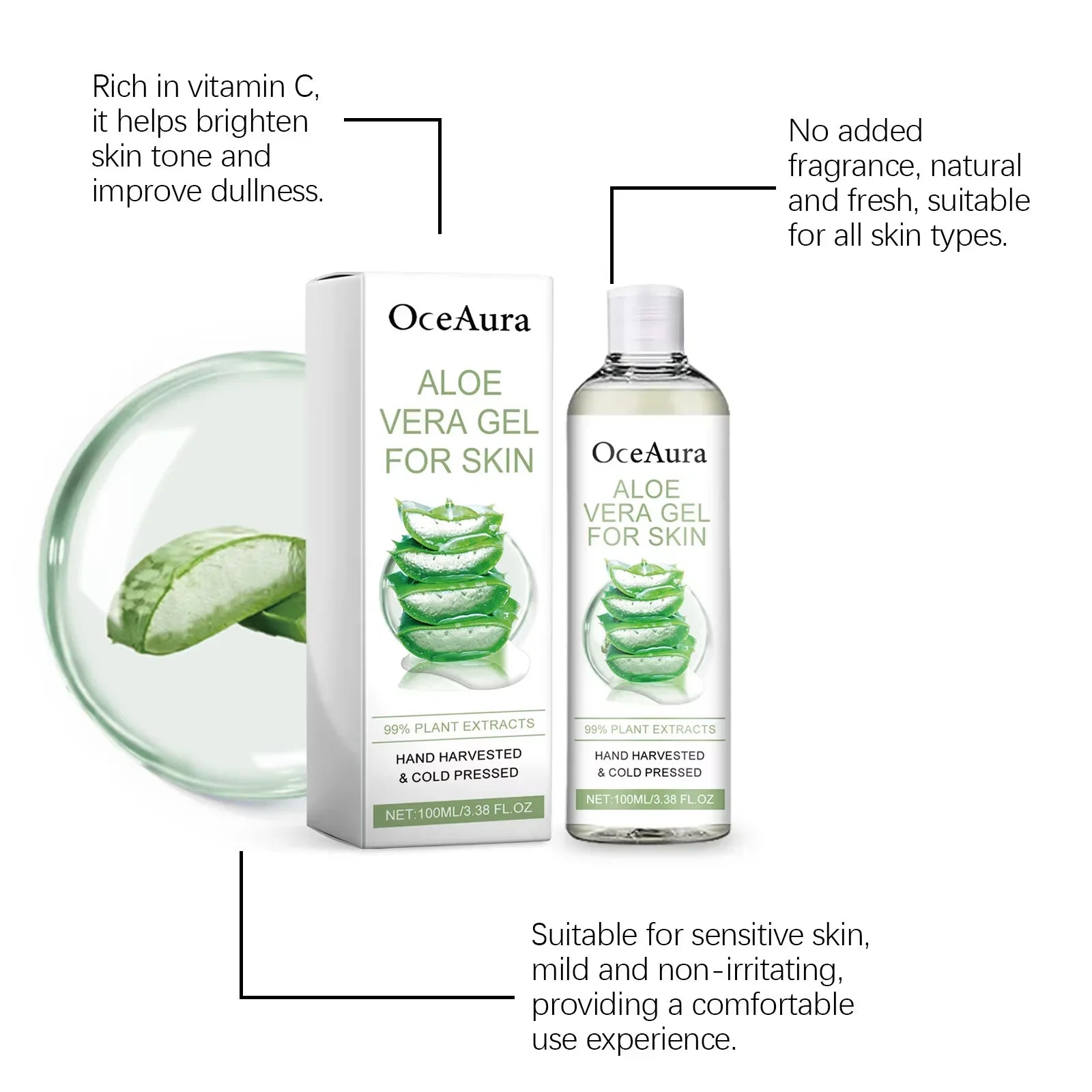 Aloe Vera Gel Pore Shrinking Oil Control Ance Remover Moisturizing Brighten Anti-Aging Facial Essence Beauty Skin Care Products Tri Light Beauty