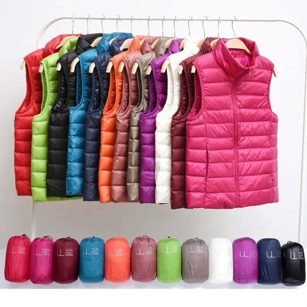 New 2026 Women Women Ultra Light Down Vests Slim Sleeveless Jacket Portable Girl Lightweight Windproof Waistcoat LadyShow.Store