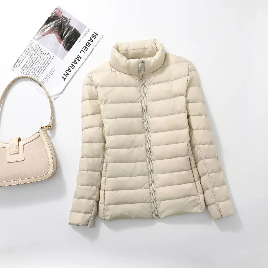 Women Short Puffer Jacket 2025 New Fashion Stand Collar Lightweight Water-Resistant Packable Female Down Parka Casual Coat LadyShow.Store