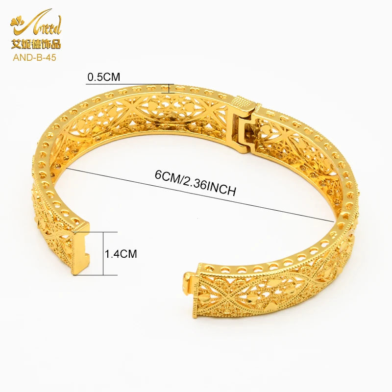 Indian Gold Color Tassel Bracelets Ring For Women Dubai African Hard Charm Bangles Wedding Arabic Hand Jewelry Party Gifts Pi-Mart