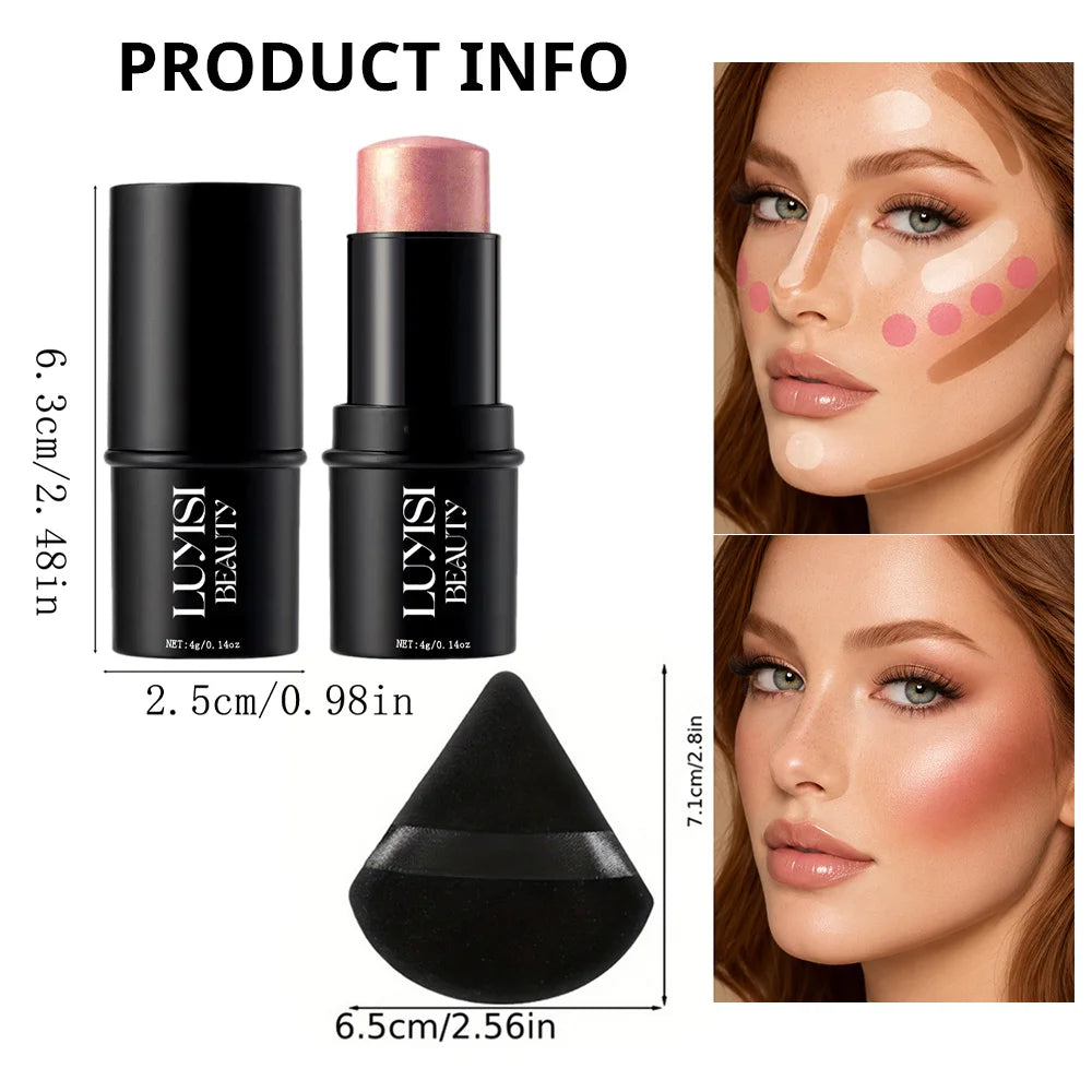 1PC Soft Rosy Color Blush Stick,Creamy Face Makeup,Waterproof,Natural Radiant Glow Finish, Lightweight Cheek,For Daily Makeup, Pi-Mart