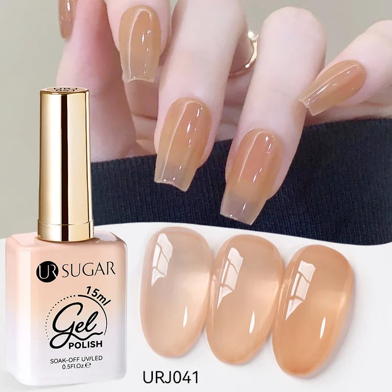 UR SUGAR 15ml Jelly Milky White Translucent Color Gel Polish Semi Permanent UV Gel Nail Art Soak Off Gel Varnish Latest Fashion Tri Light Beauty