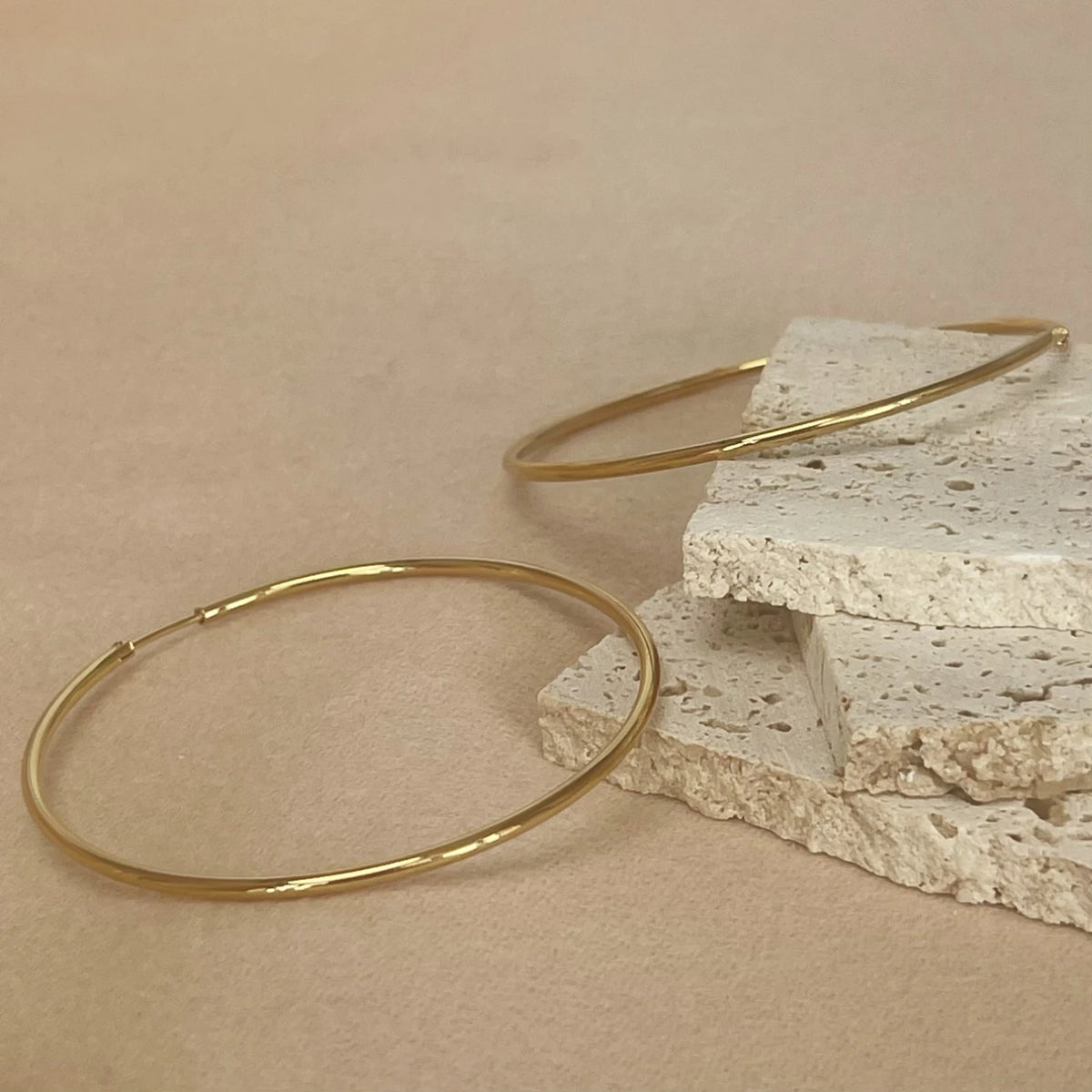 Stainless Steel 12-70mm Minimalist Big Circle Hoop Earrings for Women Trendy Gold Color Metal Smooth Round Earring Jewelry Pi-Mart