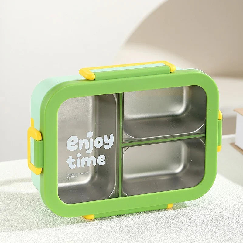 JUSTINLAU 304 Stainless Steel Lunch Box Compartment Leak-proof Student Office Workers Bento Box with Tableware Food Container LadyShow.Store