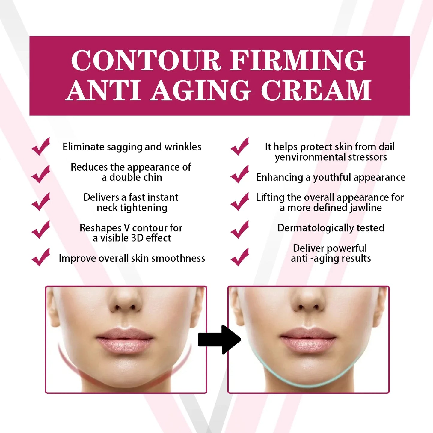 V-Shape Face Slimming Cream Remove Double Chin Firming Lifting Face Line Fat Burning Anti Aging Beauty Massage Care Products Tri Light Beauty