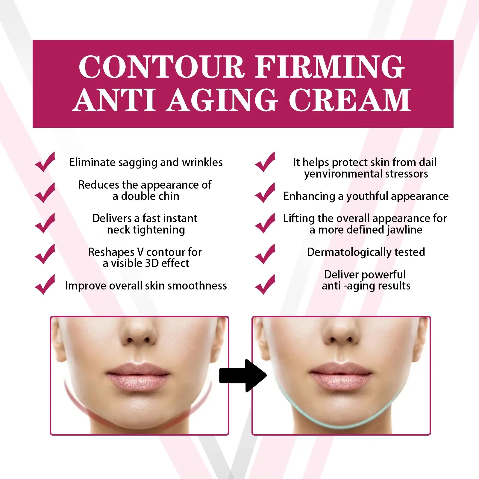V-Shape Face Slimming Cream Remove Double Chin Firming Lifting Face Line Fat Burning Anti Aging Beauty Massage Care Products Tri Light Beauty