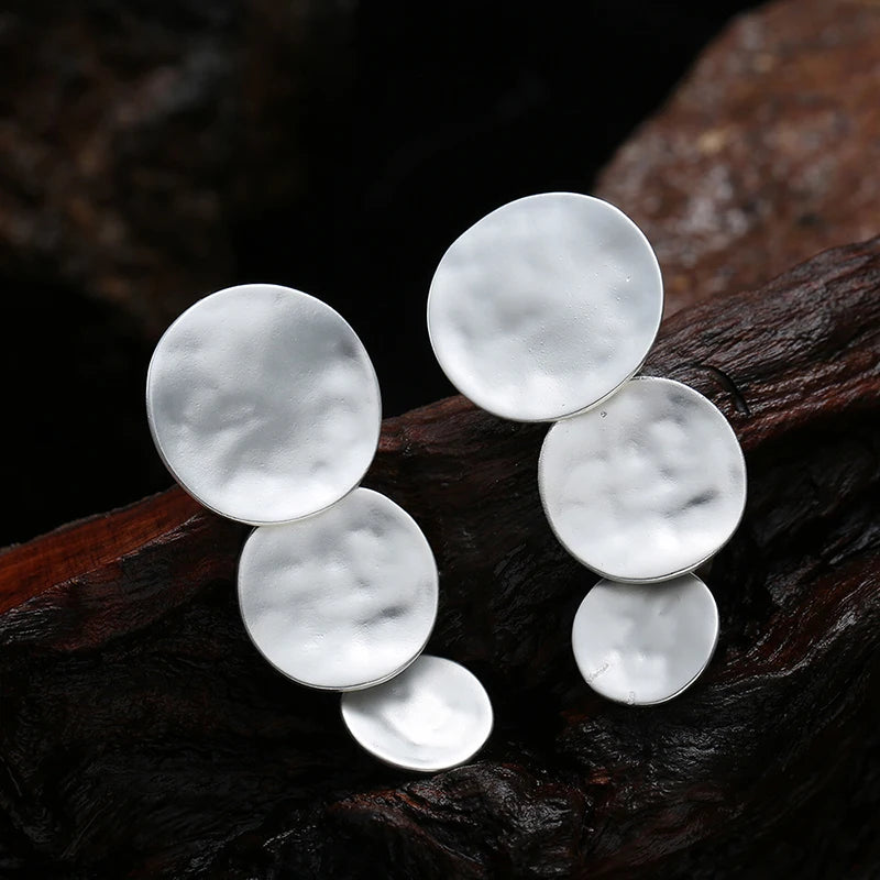 Trendy Vintage Hammered Texture Round Disc Clip on Earrings Non Pierced Matte Platting for Women Statement Earrings Jewelry Pi-Mart