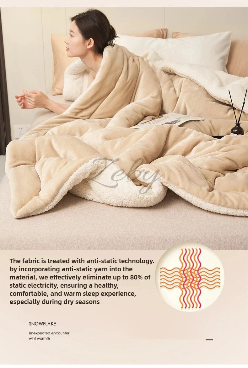 Spring Imitation Lambswool Multi-functional Blanket Queen Blankets for Bed Soft Plush Comfortable Milk Fleece Blanket for Throw Pi-Mart