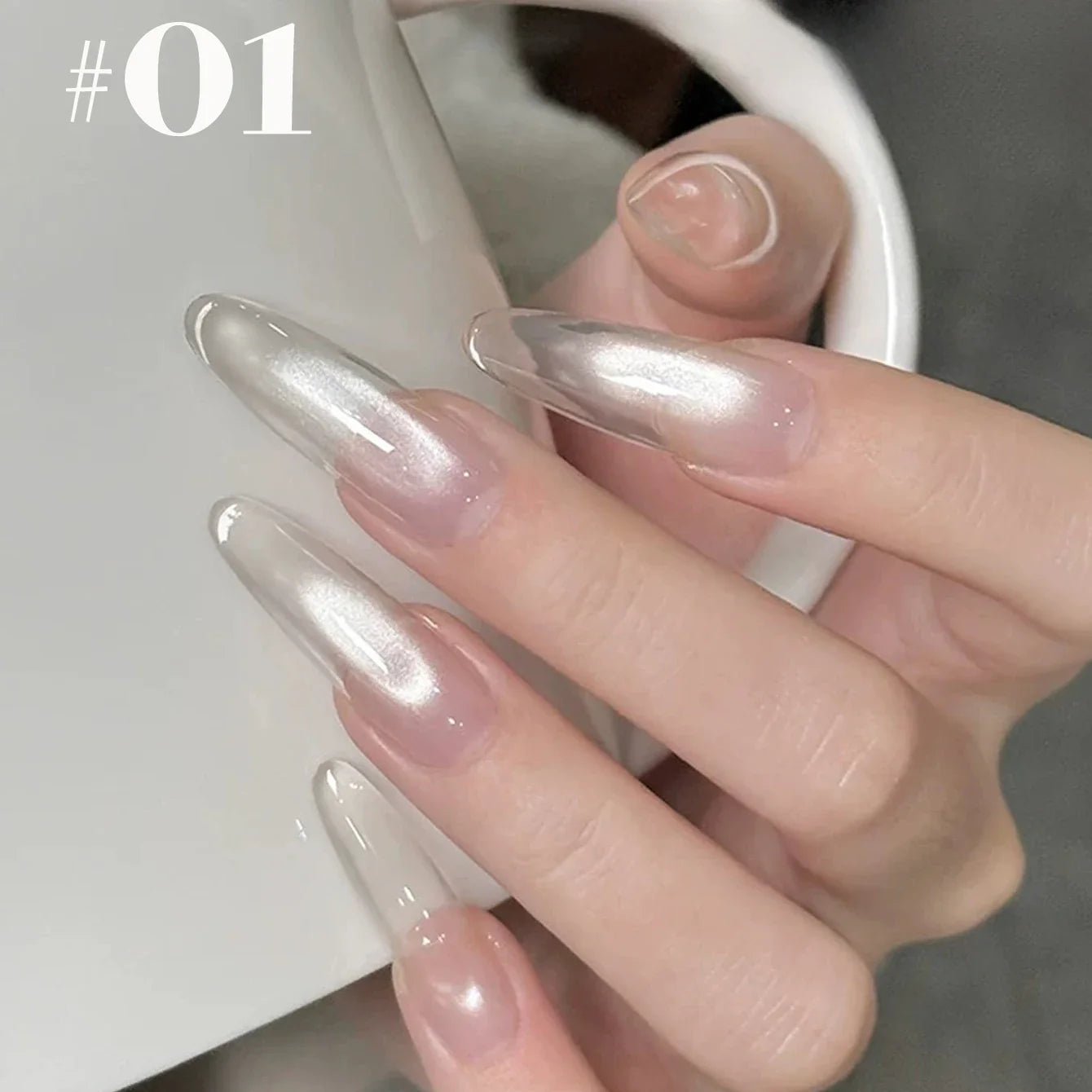 1-12pcs WS Hot Style Non-gray Universal White Cat Eye Gel Nail Polish Super Flash White Glass Bead Nail Art Nail Suppies Tri Light Beauty