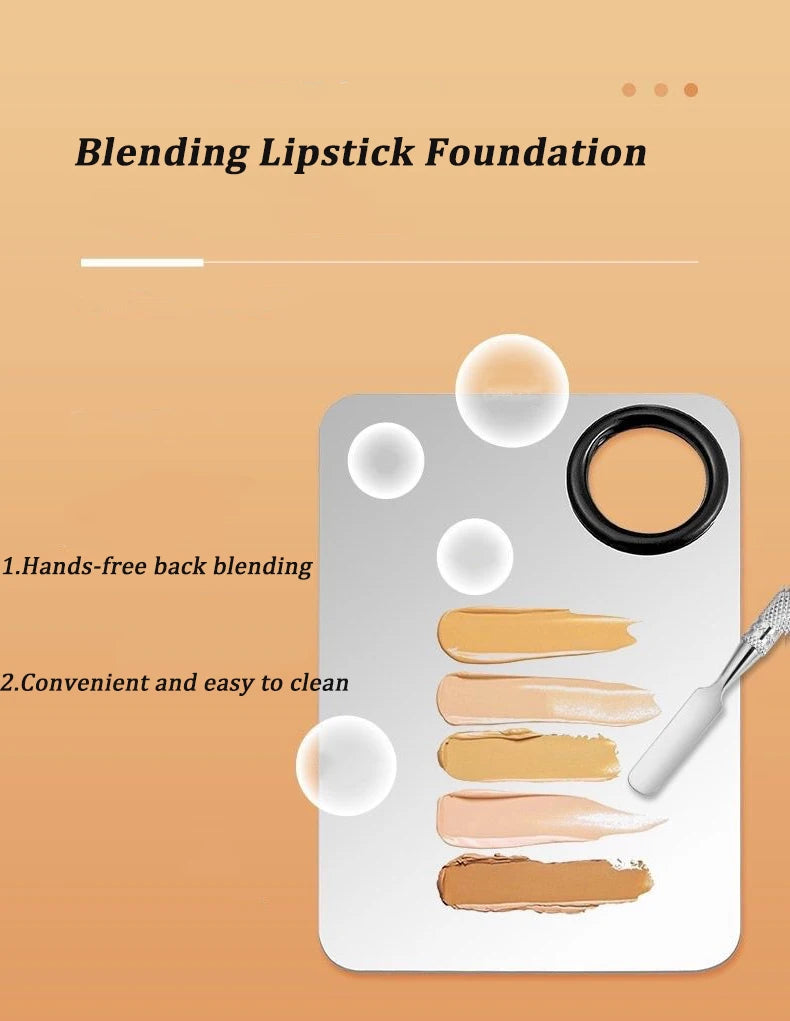 Makeup Mixing Palette Foundation Lipstick Eye Shadow Stainless Steel Mixer Palette with Spatula Mixing Stick Beauty Tools Nail-A Pi-Mart