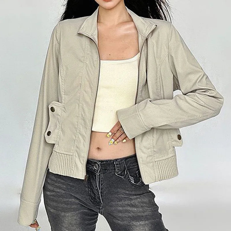 American retro industrial style line segmentation pocket flight staff jacket, versatile autumn and winter explosive jacket LadyShow.Store