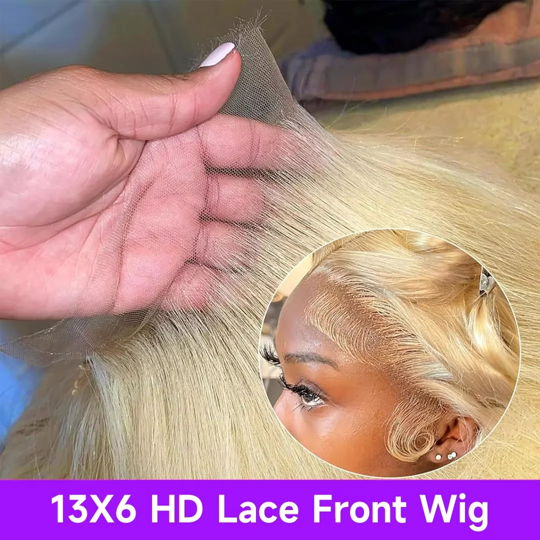 613 HD Lace Frontal Wig 13x6 Straight Human Hair Wigs Blonde Human Lace Front Wig 200% Density 36 inch Lace Front Human Hair Wig LadyShow.Store