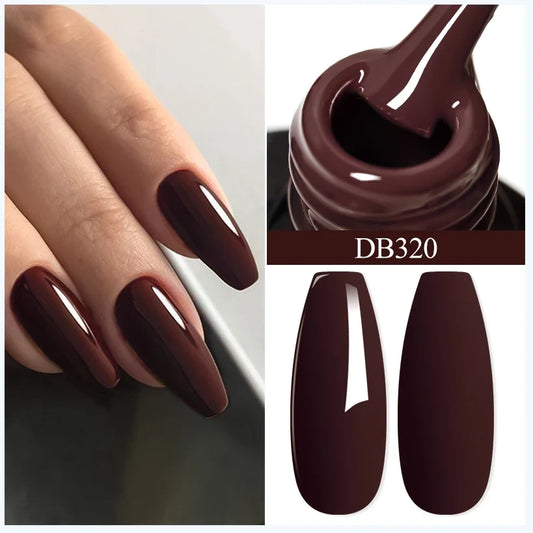 Mtssii 6ML Chocolate Color Gel Nail Polish Brown Semi Permanent UV Gel Autumn Winter Popular Soak Off Nail Art Gel Varnishes Tri Light Beauty