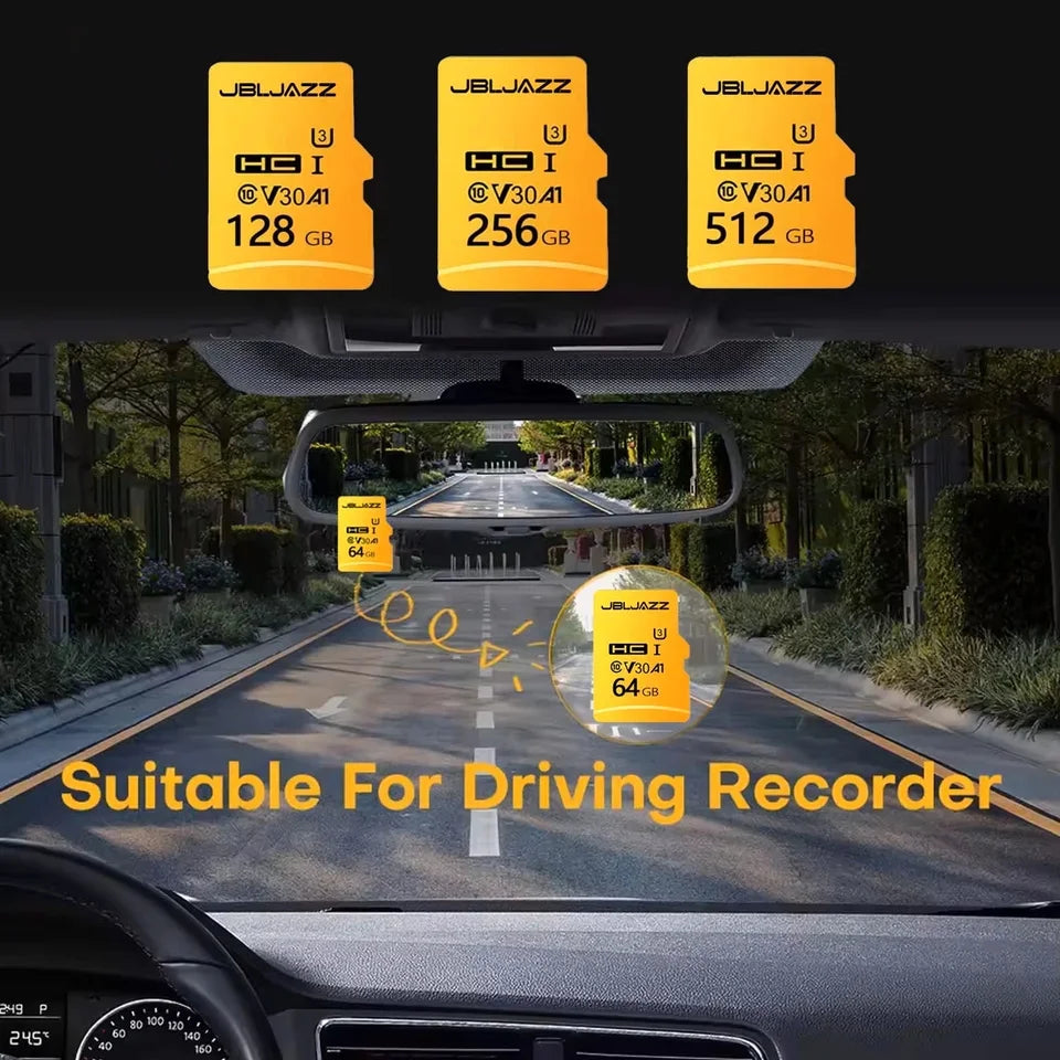 High Speed Micro TF SD Card 128GB 256GB Class 10 U3 V30 Up to 100MB/s for Camera Drone Driving Recorder Waterproof Memory Card Pi-Mart