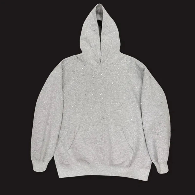 2025 Hooded Sports Pullover, Hot Stamping Diamond Couple Style Streetwear, INS Pi-Mart