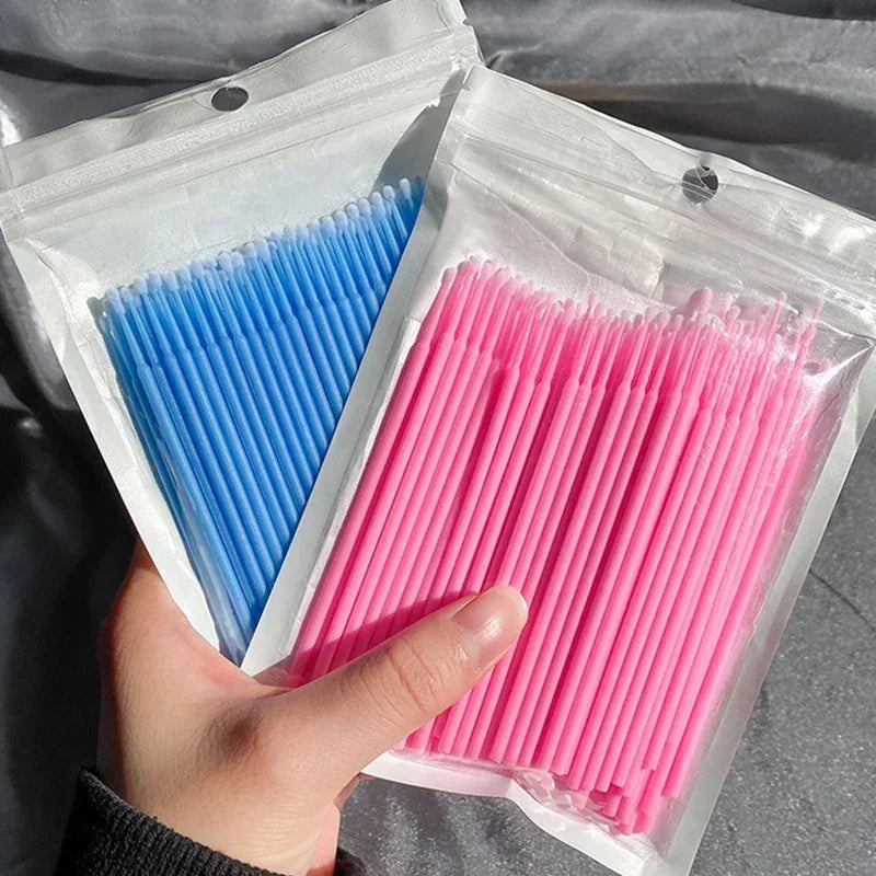 Brush Lash Extension 100Pcs Eyelash Cleaning Micro Cotton Swab Individual Eyelashes Microbrush Beauty Makeup Clean Remover Tools LadyShow.Store