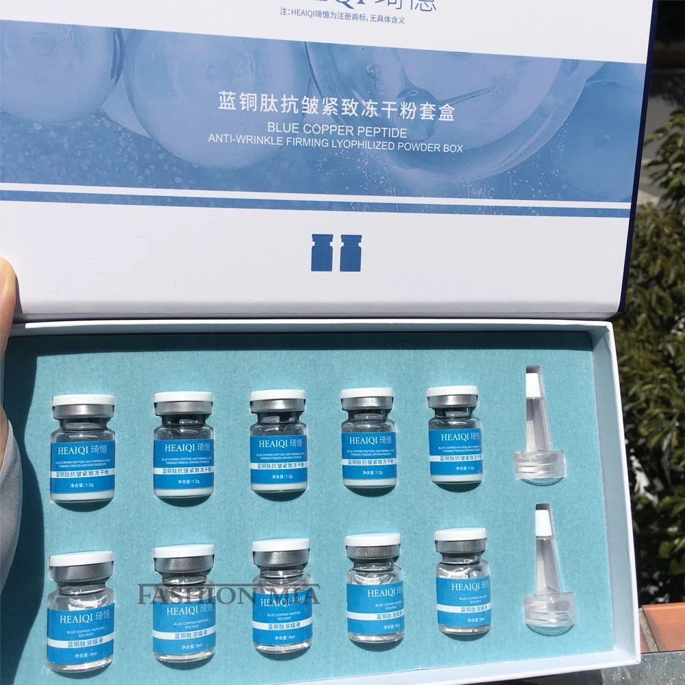 Facial Blue Copper Peptide Antioxidant Freeze-Dried Powder Essence Kit Repair Skin Moisturizing Rejuvenating Skin Care Pi-Mart