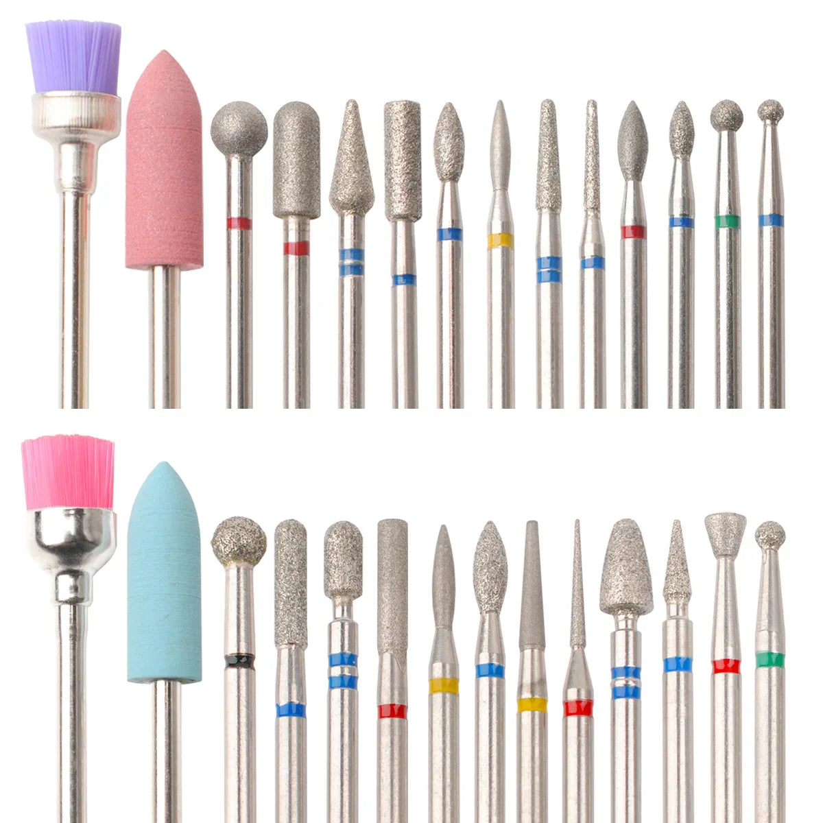 14pcs/set Nail Drill Machine Bit Nail Gel Removal Polishing Tools Pedicure Manicure Rotary Grinding  Buffer Polisher Tri Light Beauty