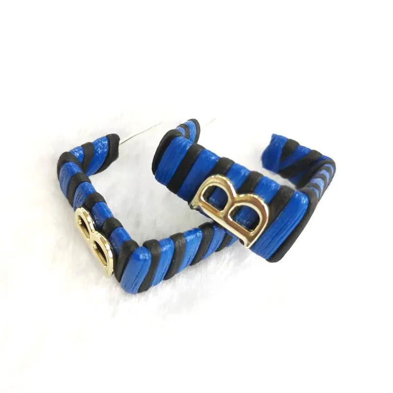 28 Colors Zebra Pu Leather Square Hoop Earrings For Women Fashion Jewelry Letter Alphabet Geometric Stripe Pendientes Mujer Pi-Mart