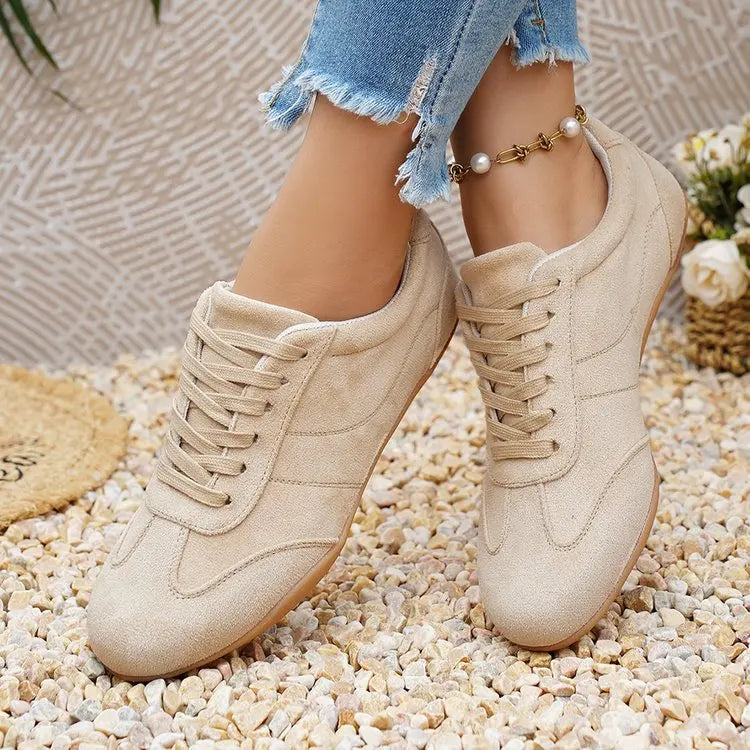 Women's Casual Flat-soled Non-slip Wear-resistant Sport Shoes Spring Autumn Round-toe Soft and Comfortable Women Single Shoes Pi-Mart