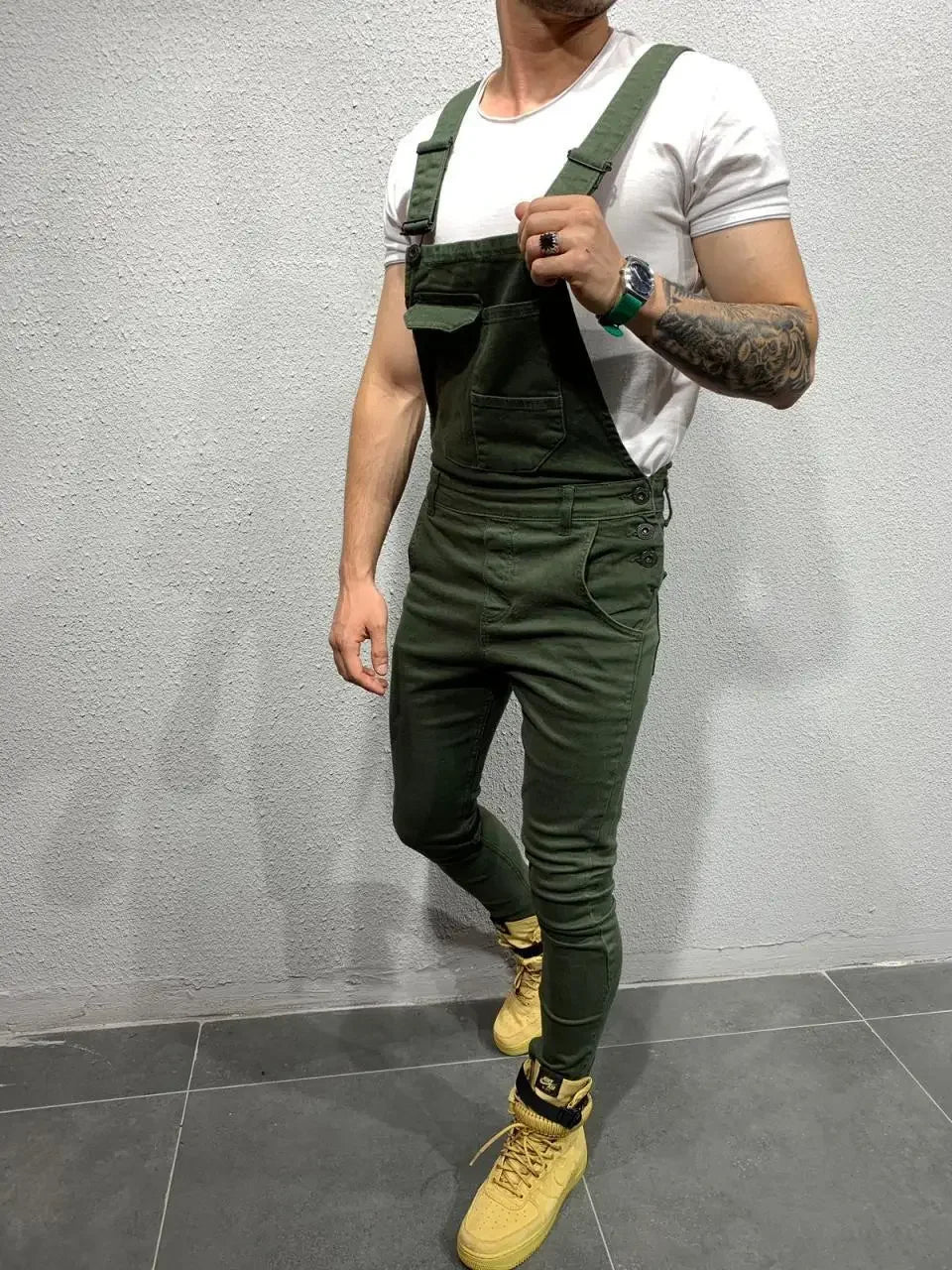 Women Jeans Rompers Washing Ankle Length Overalls Pencil Pants One Piece High Street Pockets Spliced Solid Slight Strech LadyShow.Store