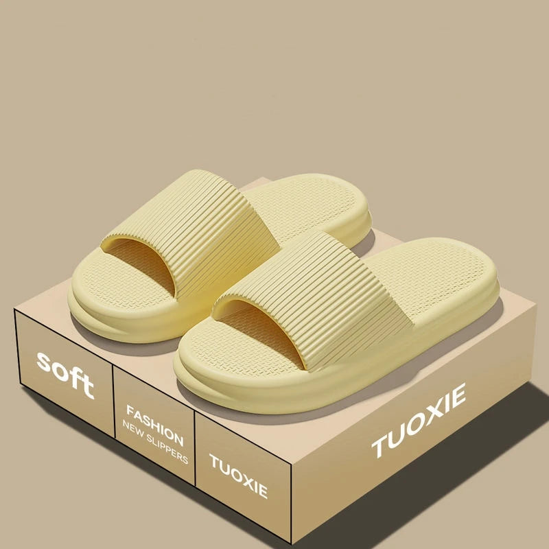 Women Summer Concise EVA Slippers Men Soft Home Slides Couples Bathroom Non-slip Sandals Adults Comfortable Outdoor Beach Shoes Pi-Mart