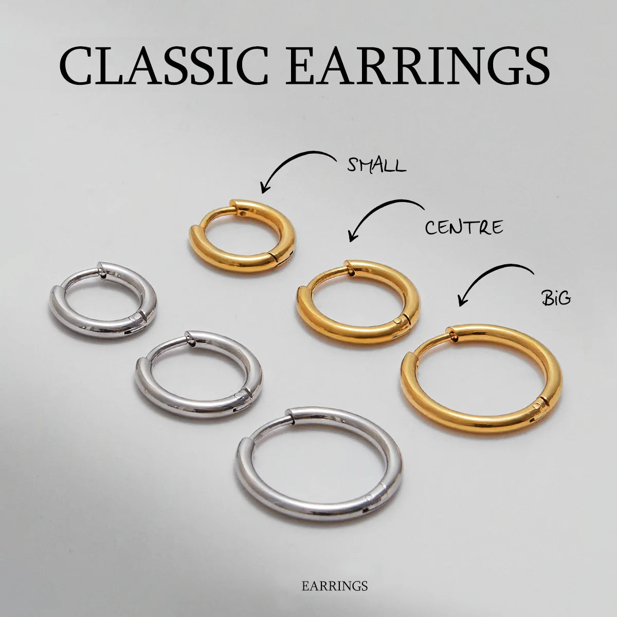 Uworld Simple Classic 18K Gold Color Plated Stainless Steel 2MM Coil Earrings Women's Accessories Party Gift Pi-Mart