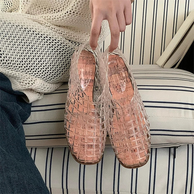 XIXITIAO Women's Sandals Fashion Openwork Sandals Summer Comfortable Anti-slip Flat Jelly Shoes Hollow Outdoor Slip On Footwear LadyShow.Store