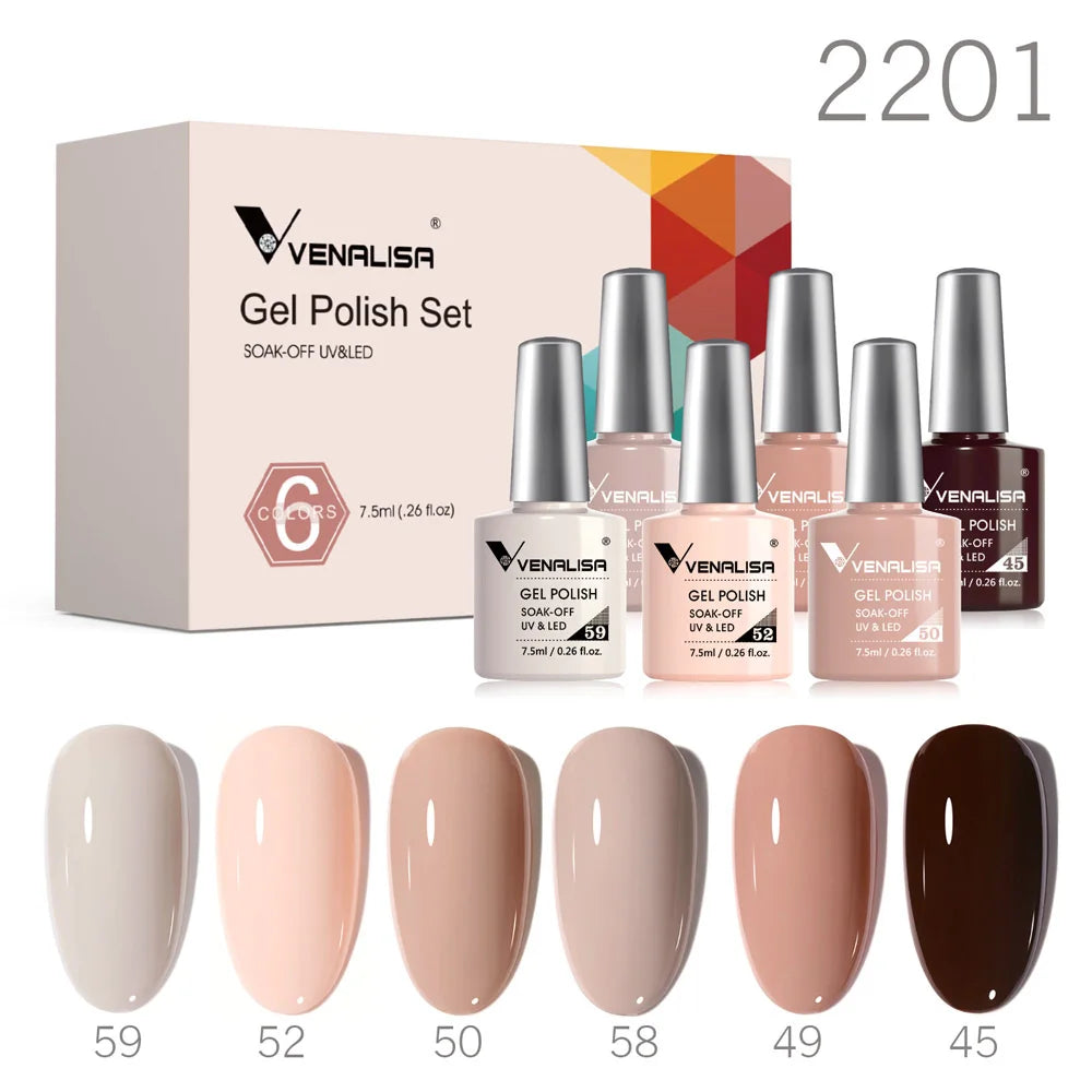 Venalisa Color Nail Gel Polish Kit  Jelly Pink Semi-transparent HEMA FREE Self Leveling Nude Natural Pink Nail Manicure Set Tri Light Beauty