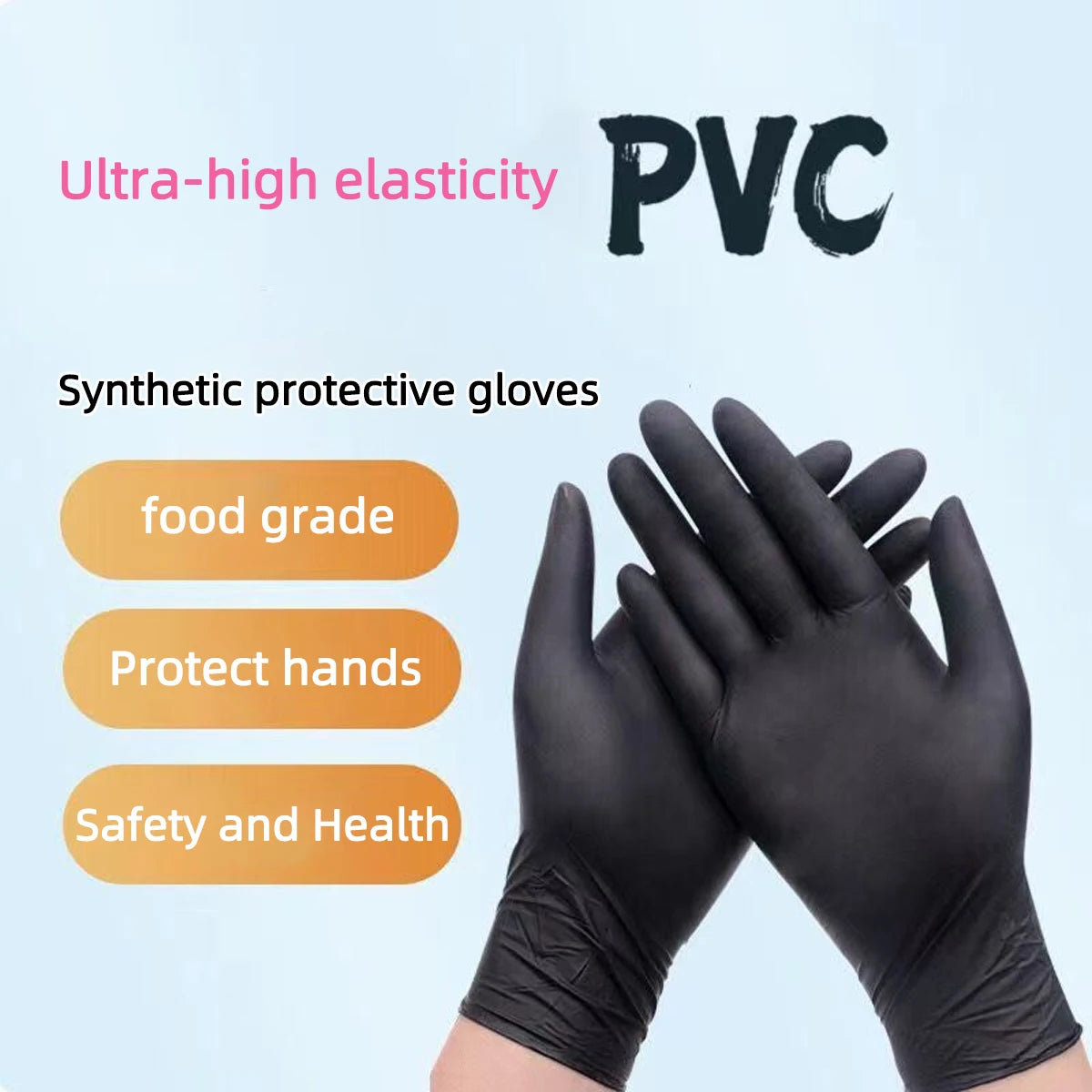 100/50/20/10pcs Black Nitrile Gloves Thickened Disposable Cleaning Hairdressing Gloves Waterproof Household Industrial Gloves Pi-Mart