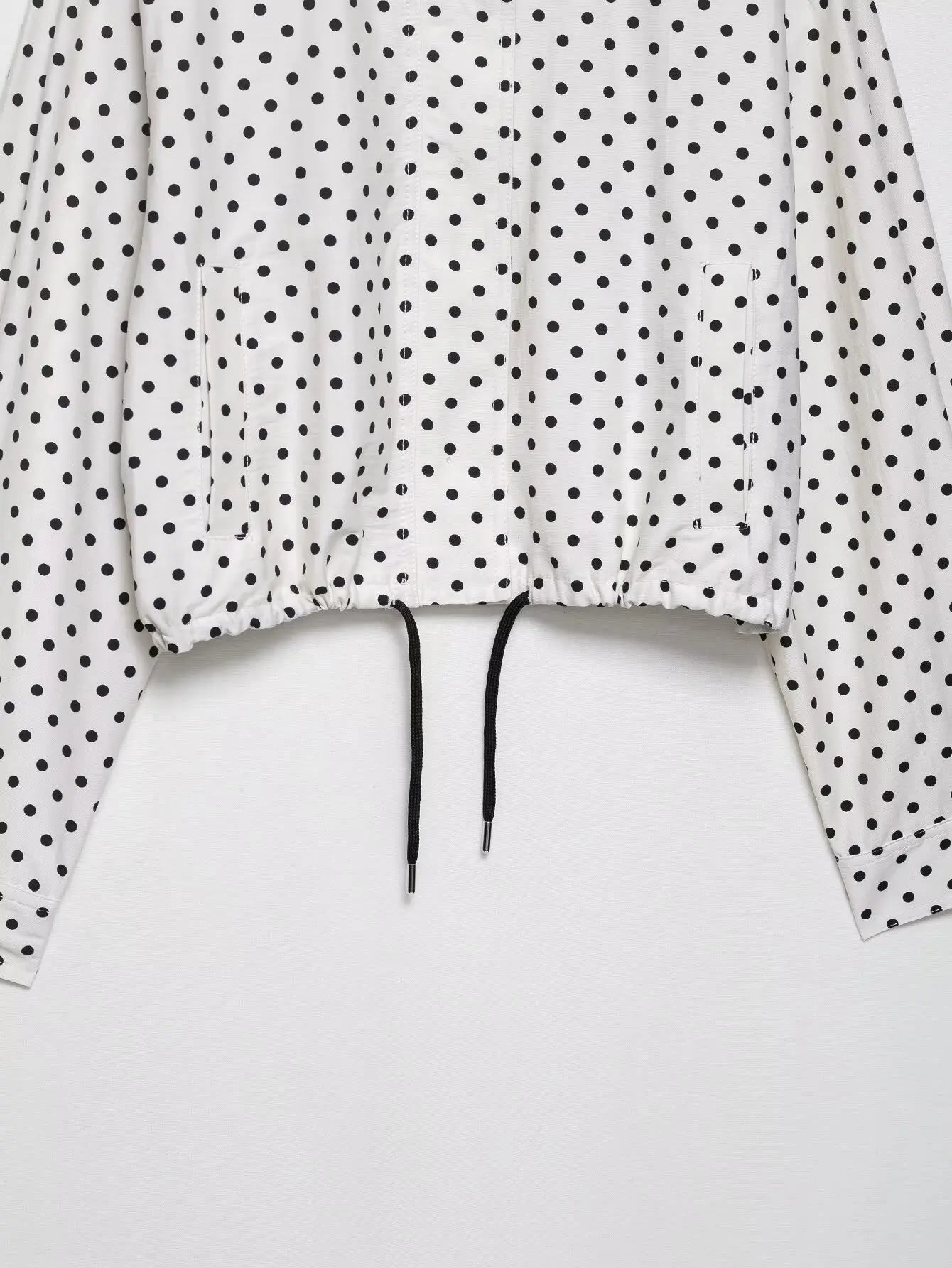 HH Fashion Women's Polka Dot Print Short Coats Autumn Long Sleeves Turtleneck Zipper With Pockets Drawstring Casual Jacket Pi-Mart