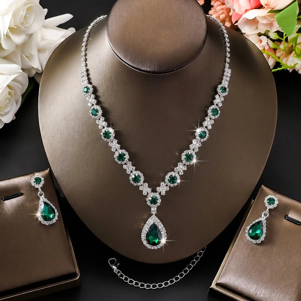 Simple and Atmospheric Water Droplet Necklace Earrings Two-Piece Set as a Surprise Birthday Gift for Girlfriend and Best Friend Pi-Mart