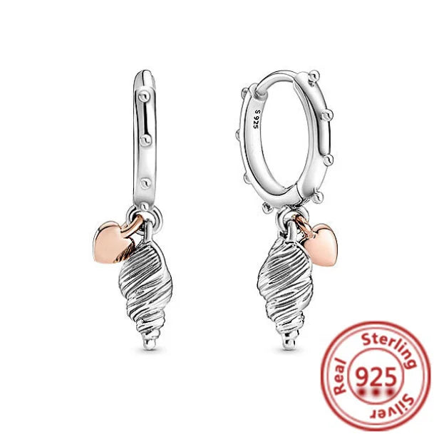 Hot Sale 925 Sterling Silver Heart Earrings Fit Original Charms Hoop Earrings For Women Girls Stud Earring Fine Jewelry Gifts Pi-Mart