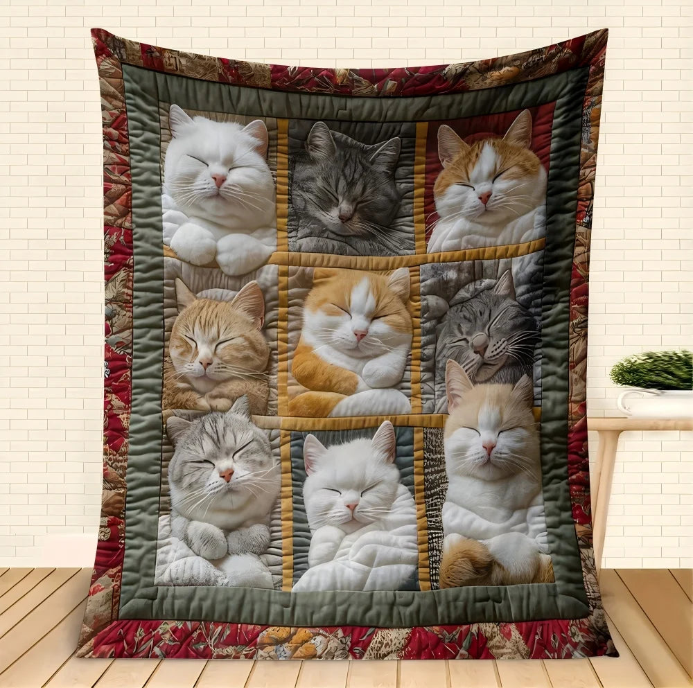 1PC Throw Cute Animals theme Cats Dogs Lover Flannel Blanket Gifts Soft Warm thin Blankets for Sofa Bed Car Camping all season Pi-Mart