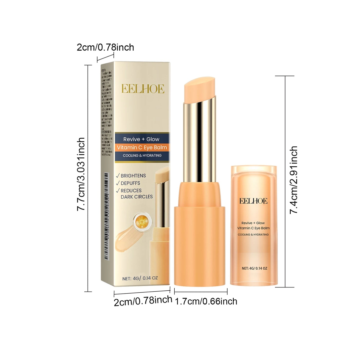 Vitamin C Eye Balm Moisturizing Eye Bag Removal Dark Circles Reduce Fine Lines Anti Puffiness Brightening Eye Cream Stick Pi-Mart