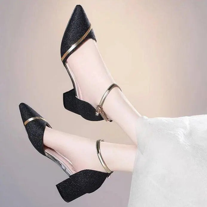 Fashion Spring and Summer Black High-heeled Shoes Women's High-quality Silver Wedding High-heeled Shoes Women's Gold Party Pump Pi-Mart