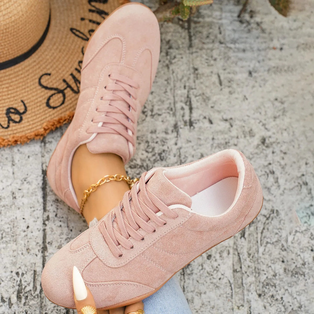 Women's Casual Flat-soled Non-slip Wear-resistant Sport Shoes Spring Autumn Round-toe Soft and Comfortable Women Single Shoes Pi-Mart