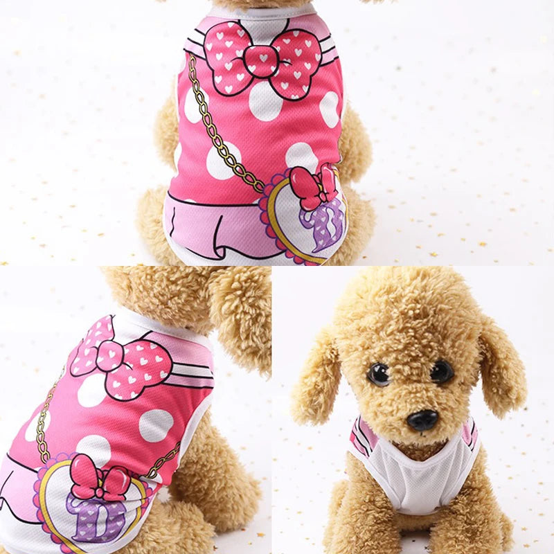 Pet Dog Clothes Cartoon Clothing Puppy Dogs Soft Vests Summer Shirt Casual T-Shirt for Small Pet Supplies Pi-Mart