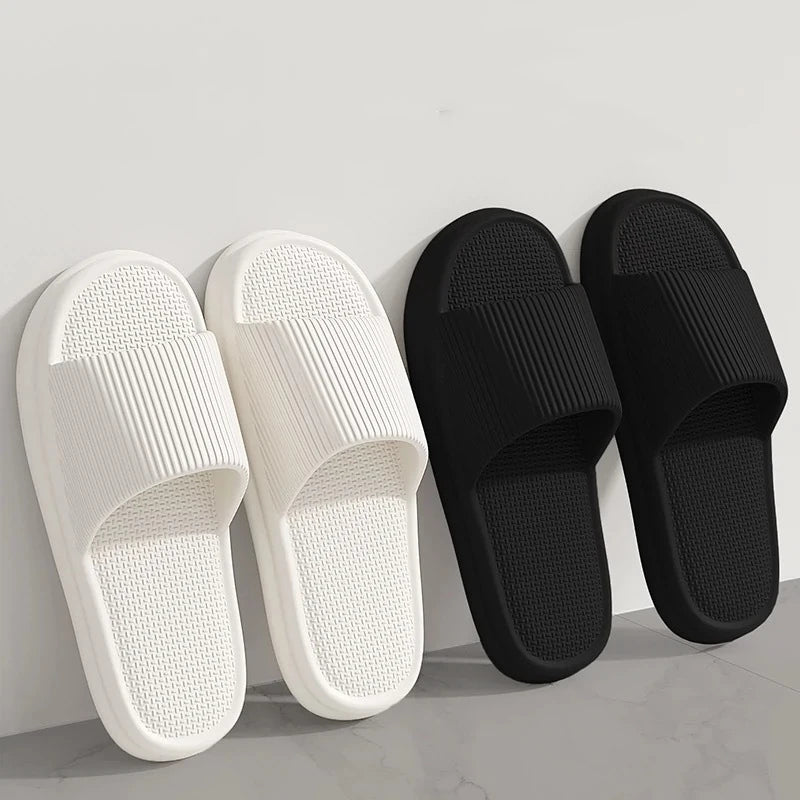 Women Summer Concise EVA Slippers Men Soft Home Slides Couples Bathroom Non-slip Sandals Adults Comfortable Outdoor Beach Shoes Pi-Mart
