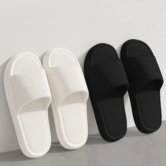 Women Summer Concise EVA Slippers Men Soft Home Slides Couples Bathroom Non-slip Sandals Adults Comfortable Outdoor Beach Shoes Pi-Mart